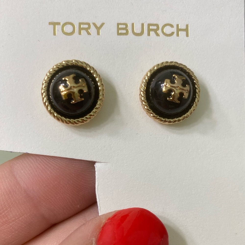 New Tory Burch Rope Stud Logo Earrings
